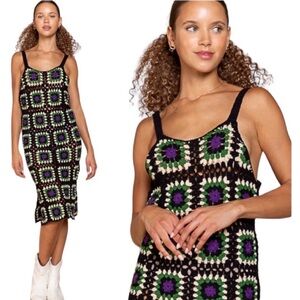 POL Crochet Granny Square Coverup Dress NWOT
